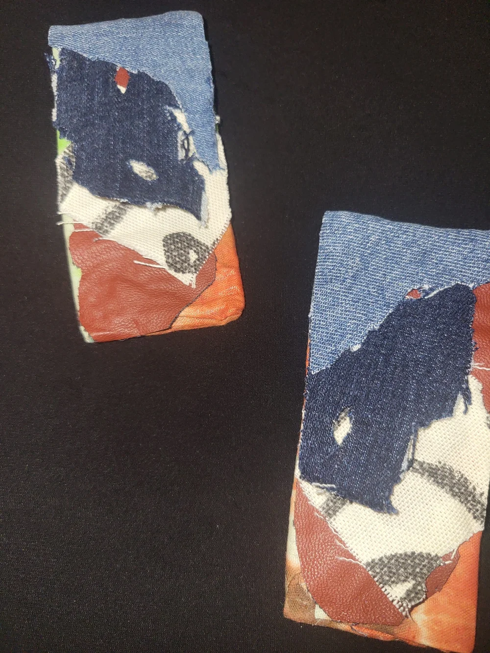 Handmade Multicolor Patchwork Rectangle Drop Earrings